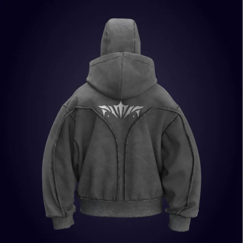 Y2K Vintage Zip-Up Hoodie Gothic Oversized Sweatshirt