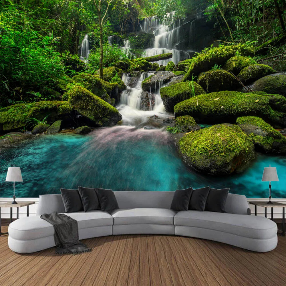 Jungle Waterfall Forest Tapestry Wall Hanging