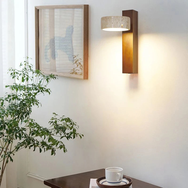 Japanese Stone & Wood LED Wall Lamp