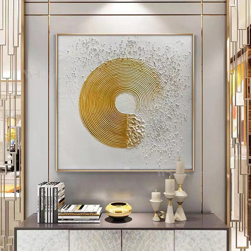 Handmade Gold & Silver Oil Painting on Canvas