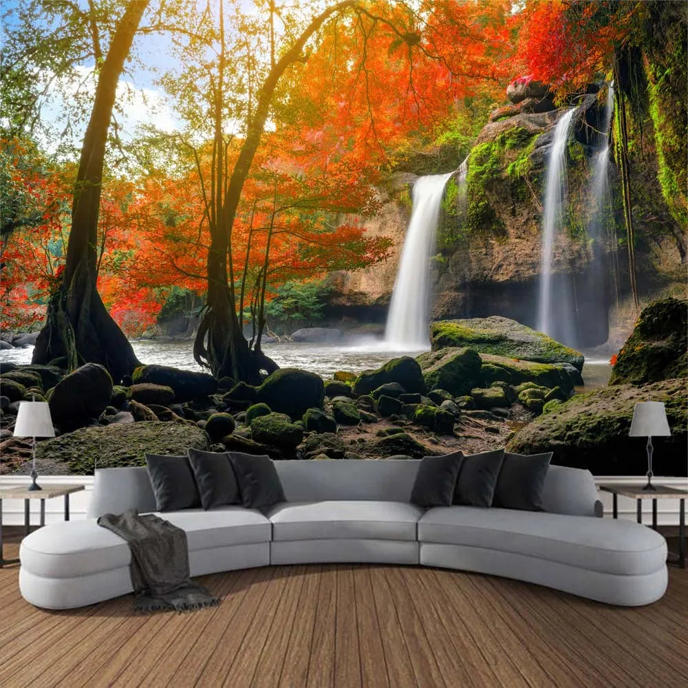 Jungle Waterfall Forest Tapestry Wall Hanging