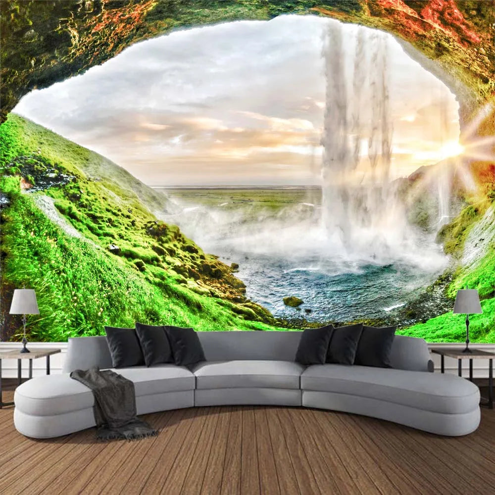 Jungle Waterfall Forest Tapestry Wall Hanging