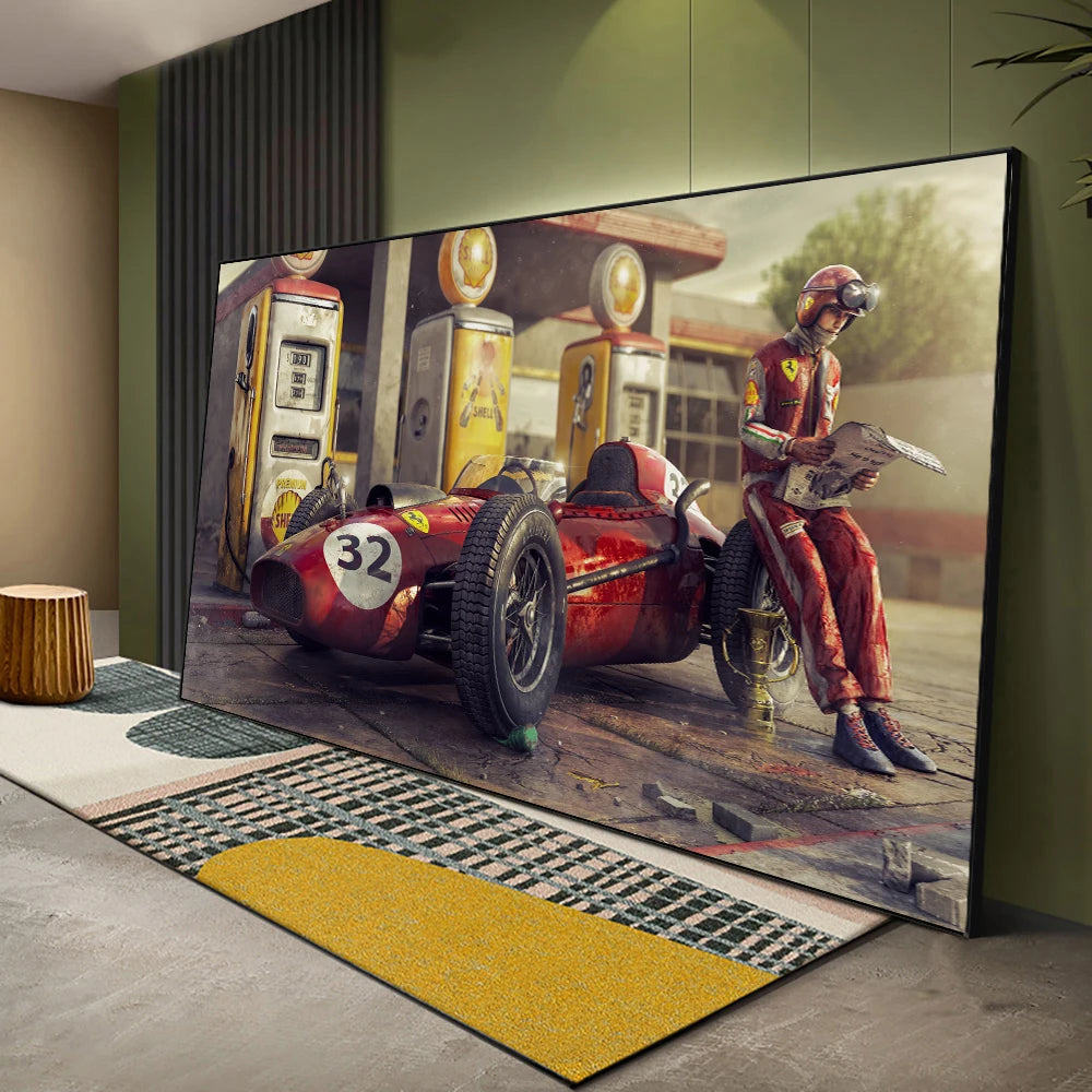Vintage F1 Car Poster Canvas Art