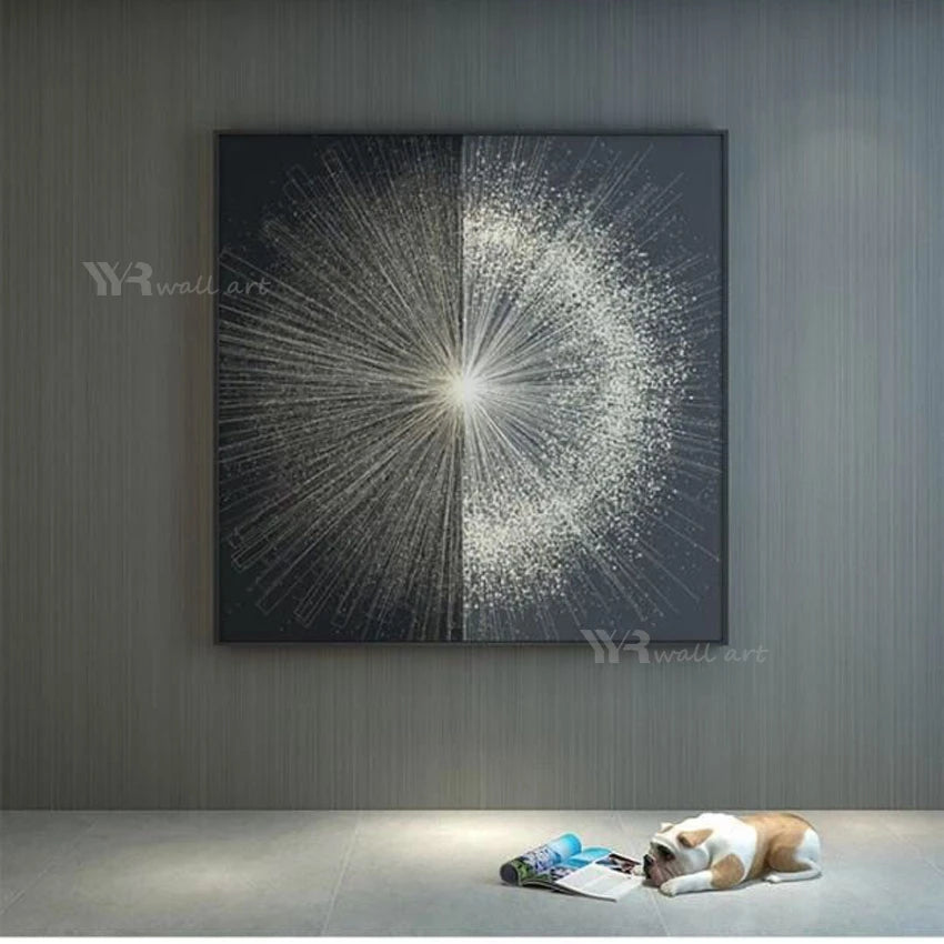 Handmade Gold & Silver Oil Painting on Canvas