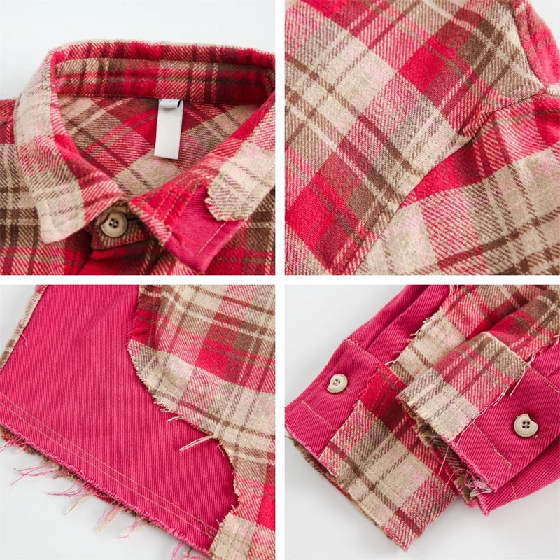 Luxury Pink Striped Shirt Women's Spring 2024 Fashion Blouse
