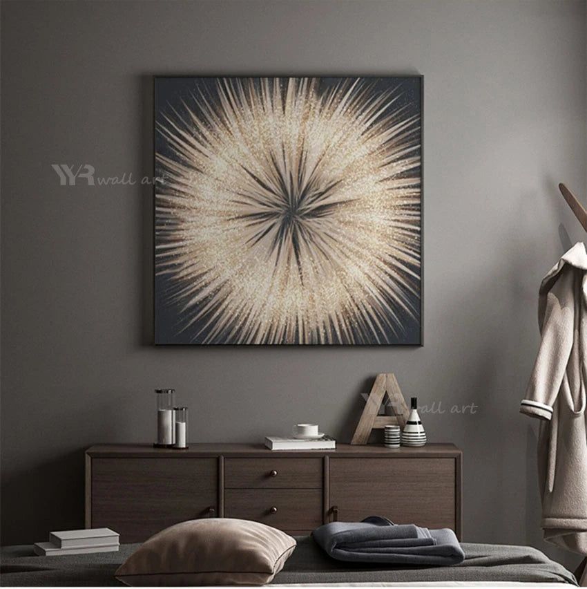 Handmade Gold & Silver Oil Painting on Canvas
