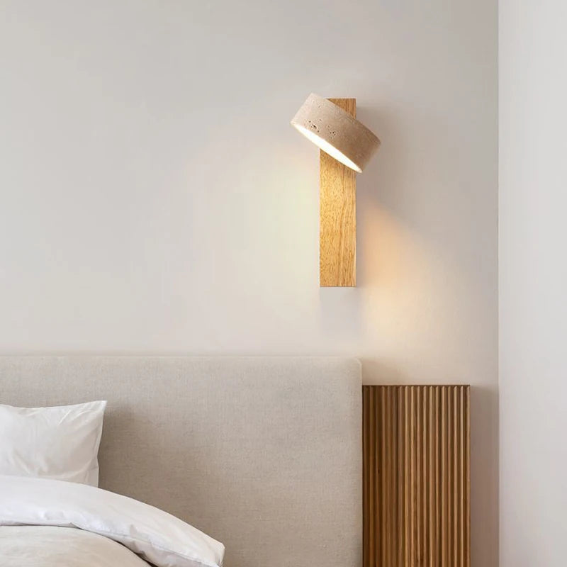 Japanese Stone & Wood LED Wall Lamp