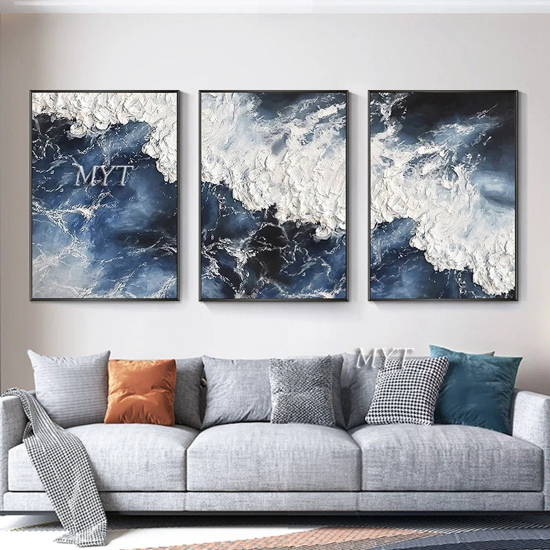 Abstract Knife 3D Wave Hand-Painted Floral Oil Painting on Canvas