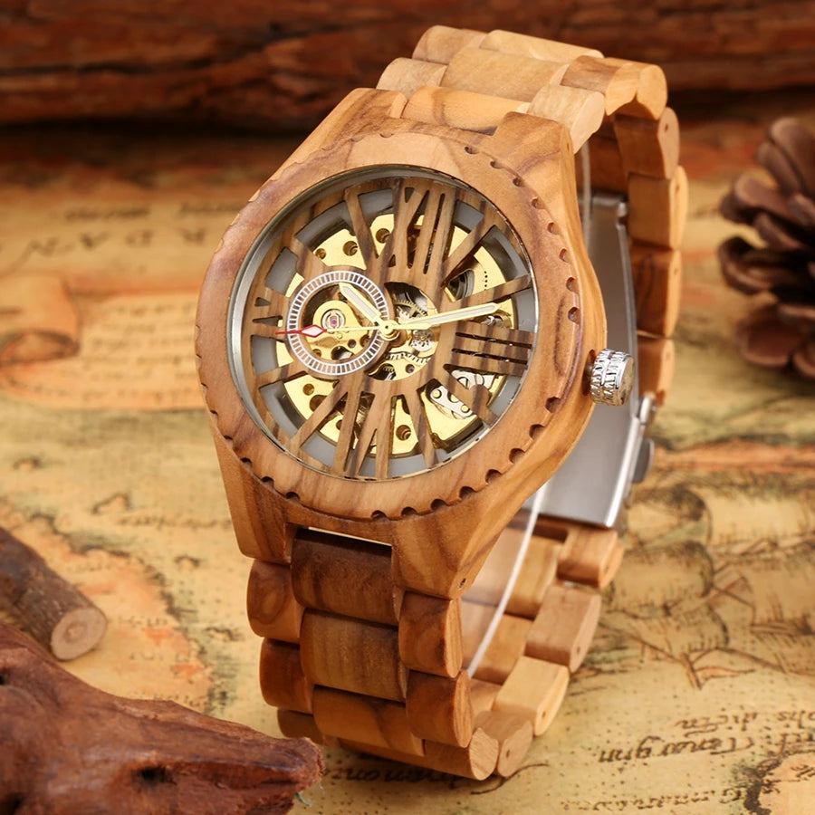 Cherry Wood Men's Mechanical Watch