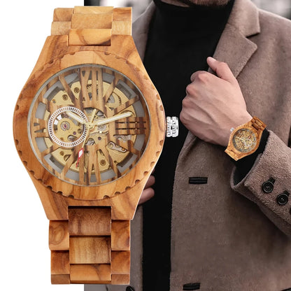 Cherry Wood Men's Mechanical Watch