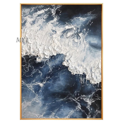 Abstract Knife 3D Wave Hand-Painted Floral Oil Painting on Canvas