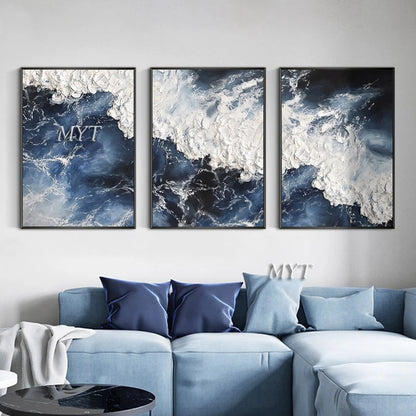 Abstract Knife 3D Wave Hand-Painted Floral Oil Painting on Canvas