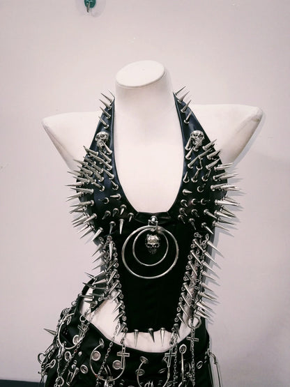 Y2K Gothic Rivet Bustier Crop Top for Women