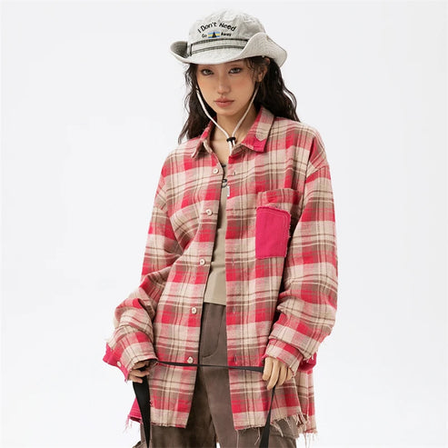 Luxury Pink Striped Shirt Women's Spring 2024 Fashion Blouse