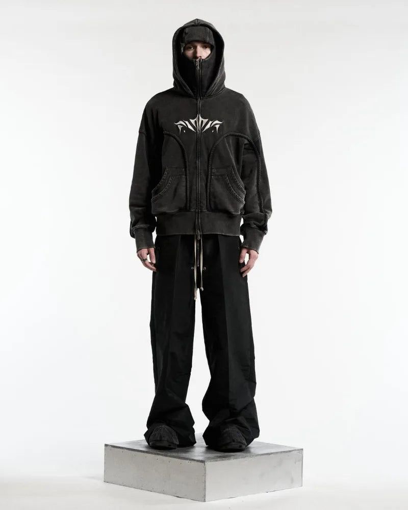 Y2K Vintage Zip-Up Hoodie Gothic Oversized Sweatshirt