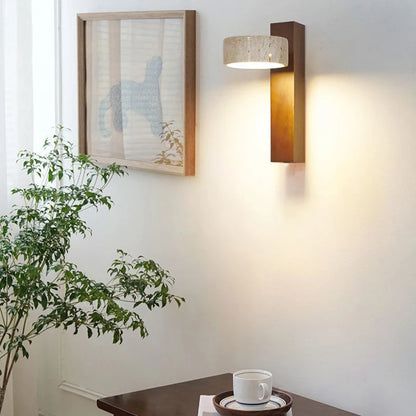 Japanese Stone & Wood LED Wall Lamp