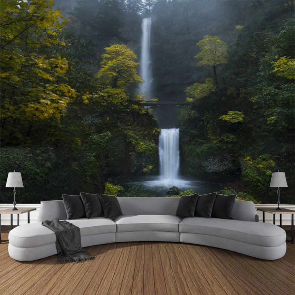 Jungle Waterfall Forest Tapestry Wall Hanging