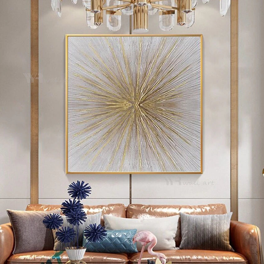 Handmade Gold & Silver Oil Painting on Canvas