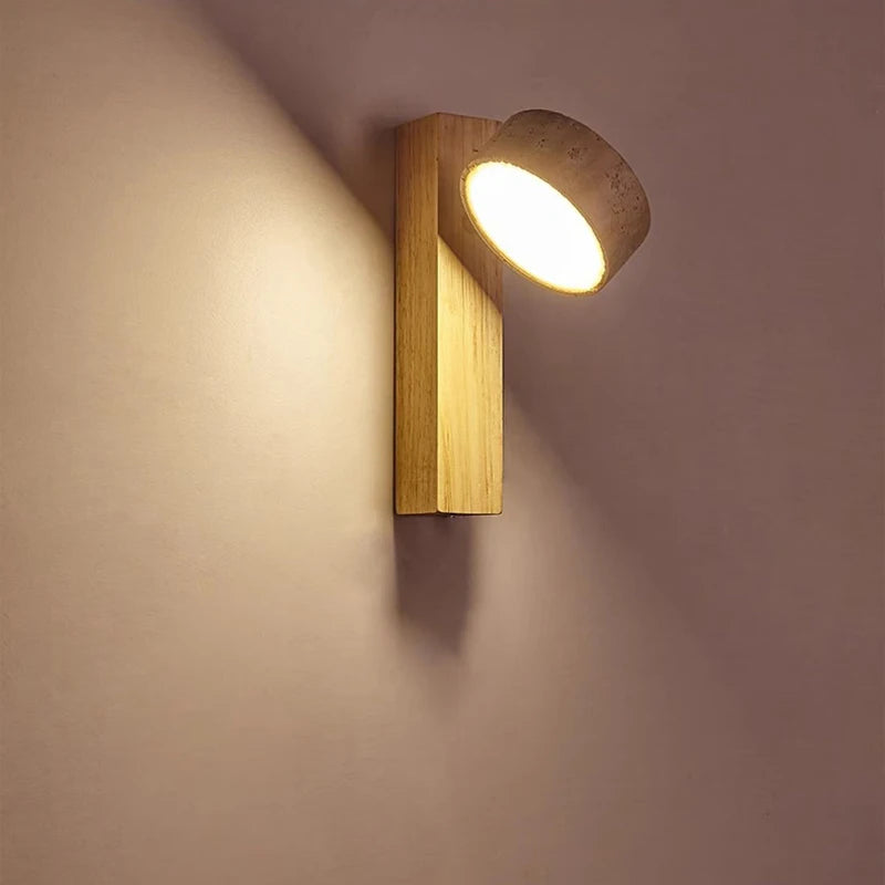 Japanese Stone & Wood LED Wall Lamp