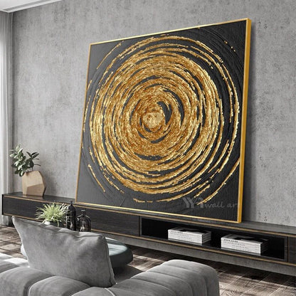 Handmade Gold & Silver Oil Painting on Canvas