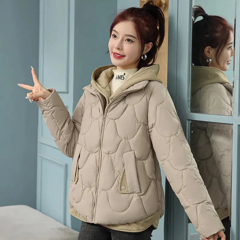 Women’s Hooded Parka Short Thick Cotton-Padded Jacket