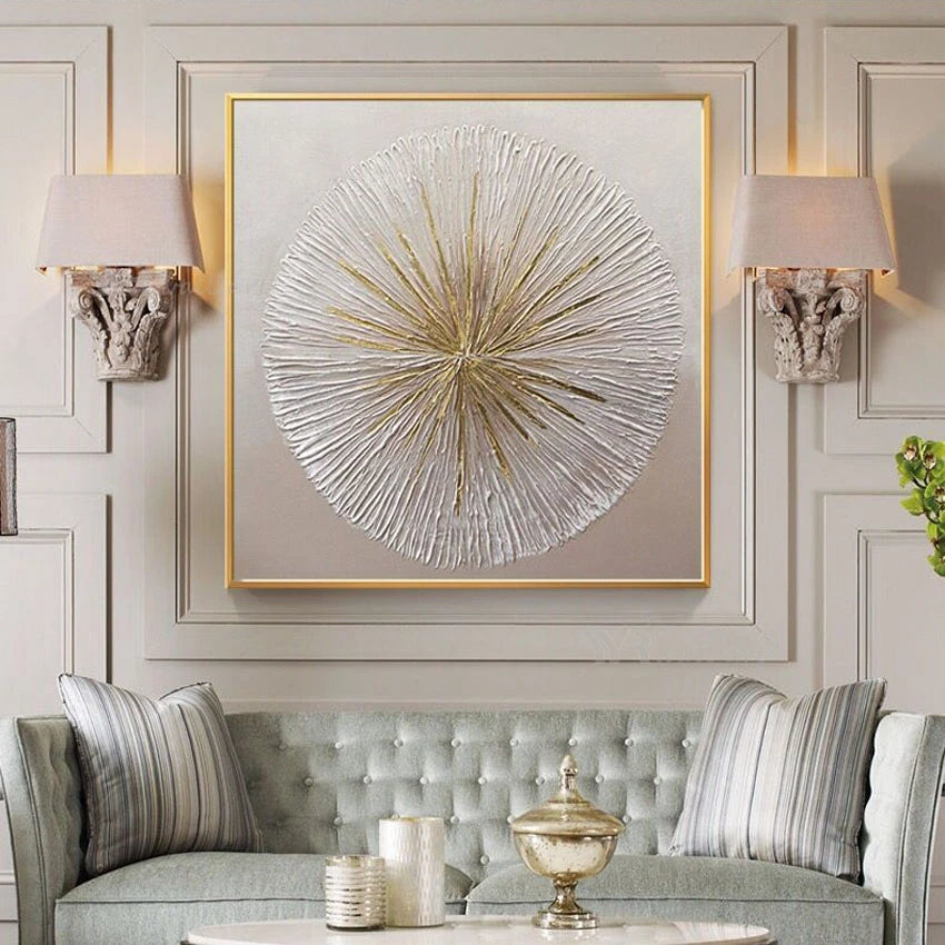 Handmade Gold & Silver Oil Painting on Canvas
