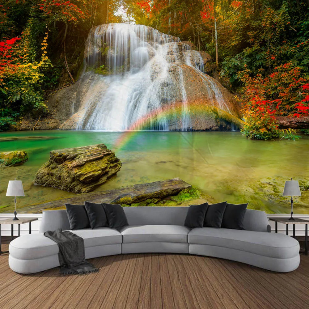 Jungle Waterfall Forest Tapestry Wall Hanging