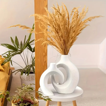 Set of 2 White Ceramic Vases