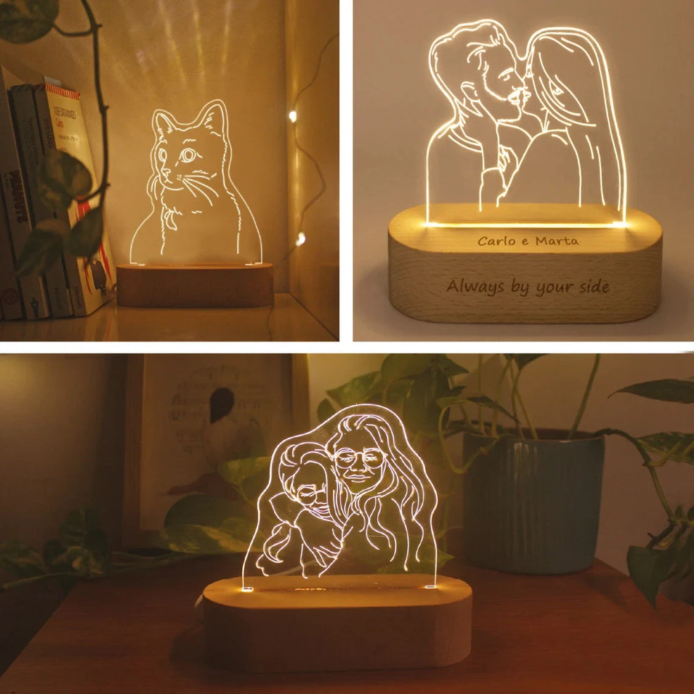 Personalized 3D Photo Lamp with Custom Engraved Portrait