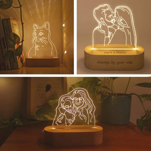 Personalized 3D Photo Lamp with Custom Engraved Portrait