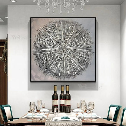 Handmade Gold & Silver Oil Painting on Canvas