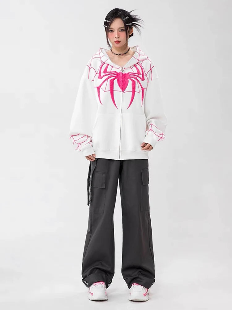 Gothic Embroidery Y2K Hoodie Women