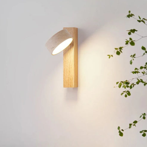 Japanese Stone & Wood LED Wall Lamp