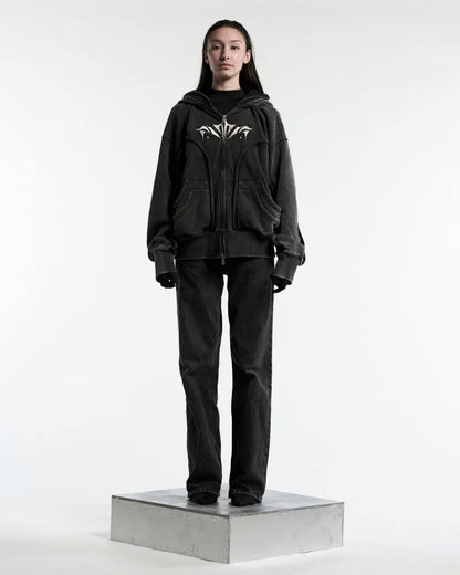 Y2K Vintage Zip-Up Hoodie Gothic Oversized Sweatshirt