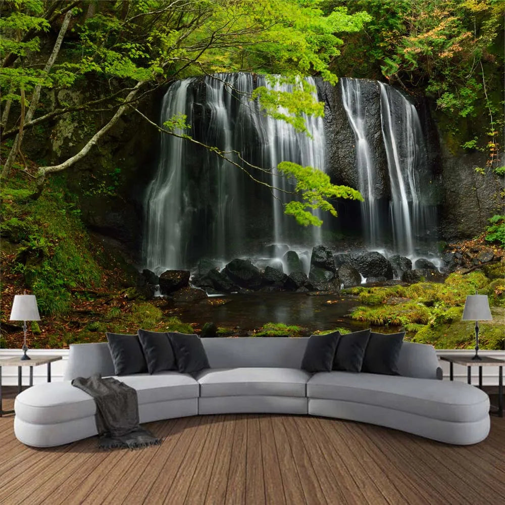 Forest Waterfall Tapestry Wall Hanging