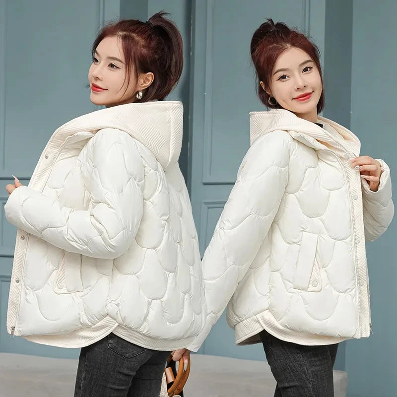 Women’s Hooded Parka Short Thick Cotton-Padded Jacket