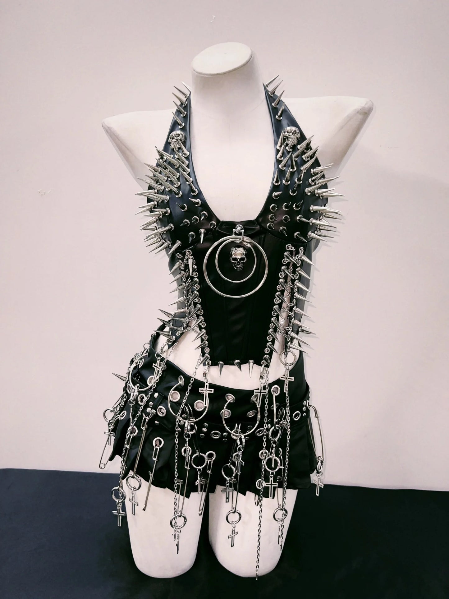 Y2K Gothic Rivet Bustier Crop Top for Women