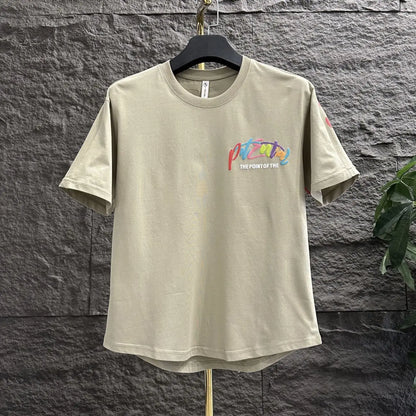 Men's Alphabet Print Kpop T-shirt