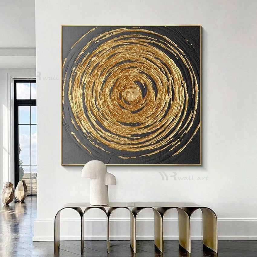 Handmade Gold & Silver Oil Painting on Canvas