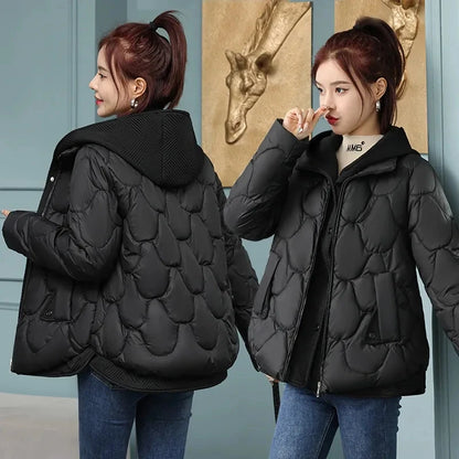 Women’s Hooded Parka Short Thick Cotton-Padded Jacket