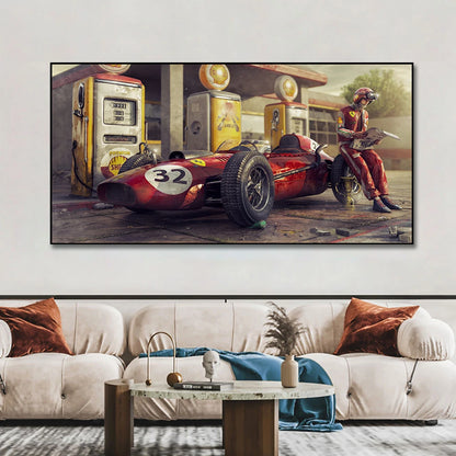 Vintage F1 Car Poster Canvas Art