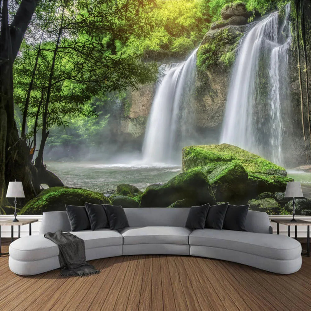 Jungle Waterfall Forest Tapestry Wall Hanging