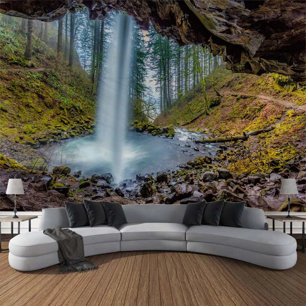 Jungle Waterfall Forest Tapestry Wall Hanging