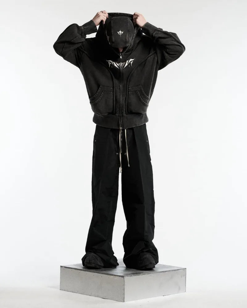 Y2K Vintage Zip-Up Hoodie Gothic Oversized Sweatshirt