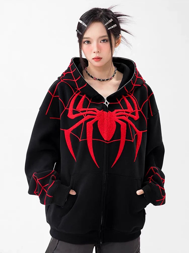 Gothic Embroidery Y2K Hoodie Women