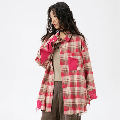 Luxury Pink Striped Shirt Women's Spring 2024 Fashion Blouse