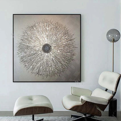 Handmade Gold & Silver Oil Painting on Canvas