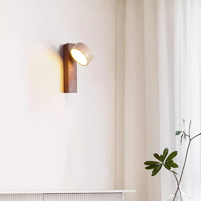 Japanese Stone & Wood LED Wall Lamp