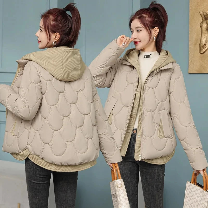 Women’s Hooded Parka Short Thick Cotton-Padded Jacket