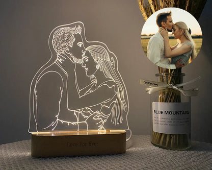 Personalized 3D Photo Lamp with Custom Engraved Portrait